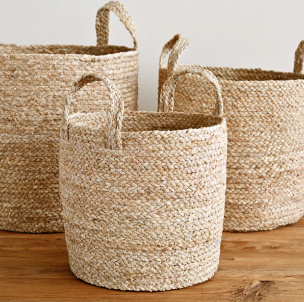 Handwoven jute storage baskets with handles – Anna Filippa collection