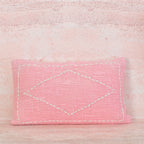 Pink Cotton Cushion with White Diamond Stitch – 30x50 cm