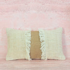 Natural Cotton Cushion with Fringe Panel Detail – 30x50 cm