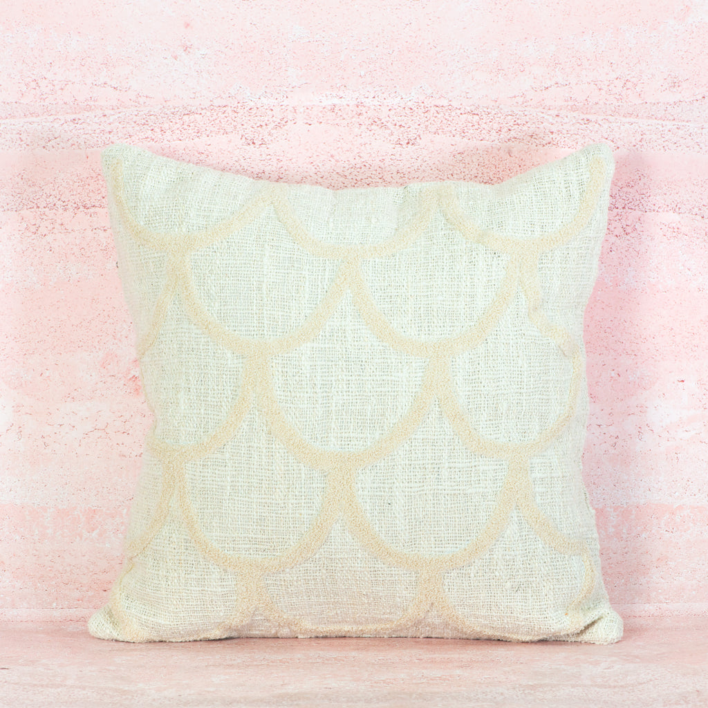 Beige Raised Arch Pattern Cotton Cushion