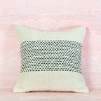 Beige Woven Stripe Textured Cotton Cushion