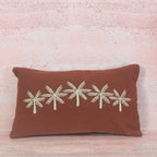 Terracotta Cotton Cushion with White Palm Embroidery – 30x50 cm