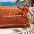 Terracotta Cotton Cushion with White Stitch Detailing – 30x50 cm