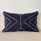 Navy Cotton Cushion with White Geometric Stitch – 30x50 cm