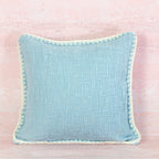Light Blue Cotton Cushion with Contrast Edge Stitch 