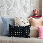Light Blue Cotton Cushion with White Stitch Panel – 50x50 cm