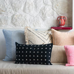 Beige Line-Stitched Textured Cotton Cushion with Fringe – 50x50 cm