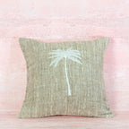 Natural Cotton Cushion with Palm Tree Detail