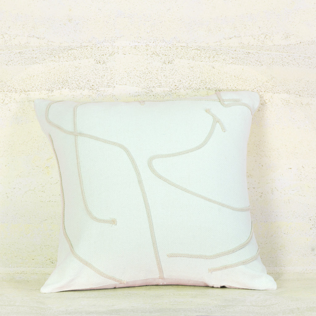 Natural Linen Abstract Line Cushion