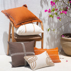 Natural Linen Cushion with Braided Raffia Detail – 30x50 cm