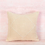 Peach Pink Cotton Cushion with Diamond Stitch Detail