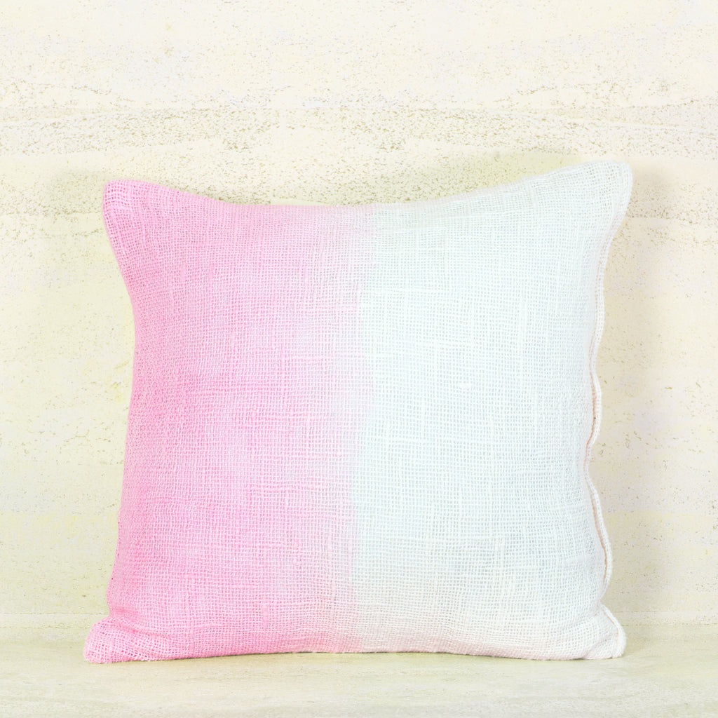 Pink and White Cotton Cushion