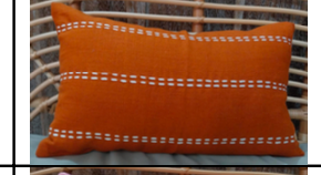 Terracotta Linen Cushion with White Stitch Detail – 30x50 cm