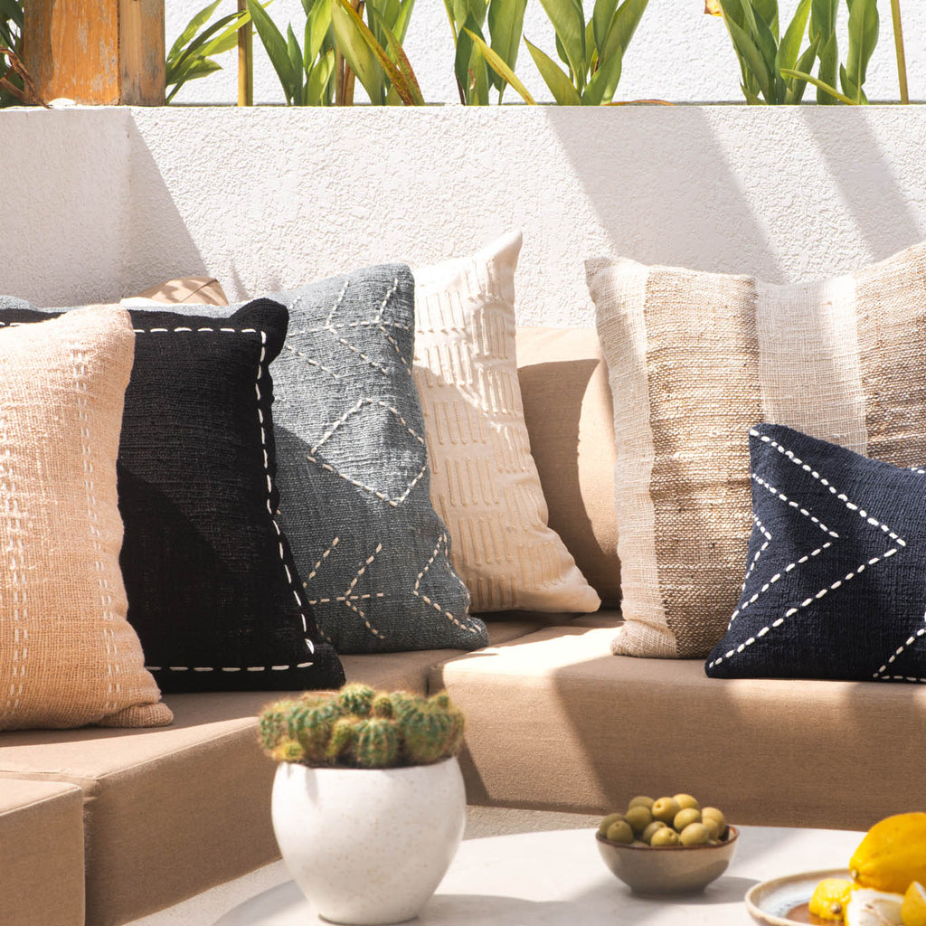 Creme Cotton Textured Stitch Cushion – 50x50 cm