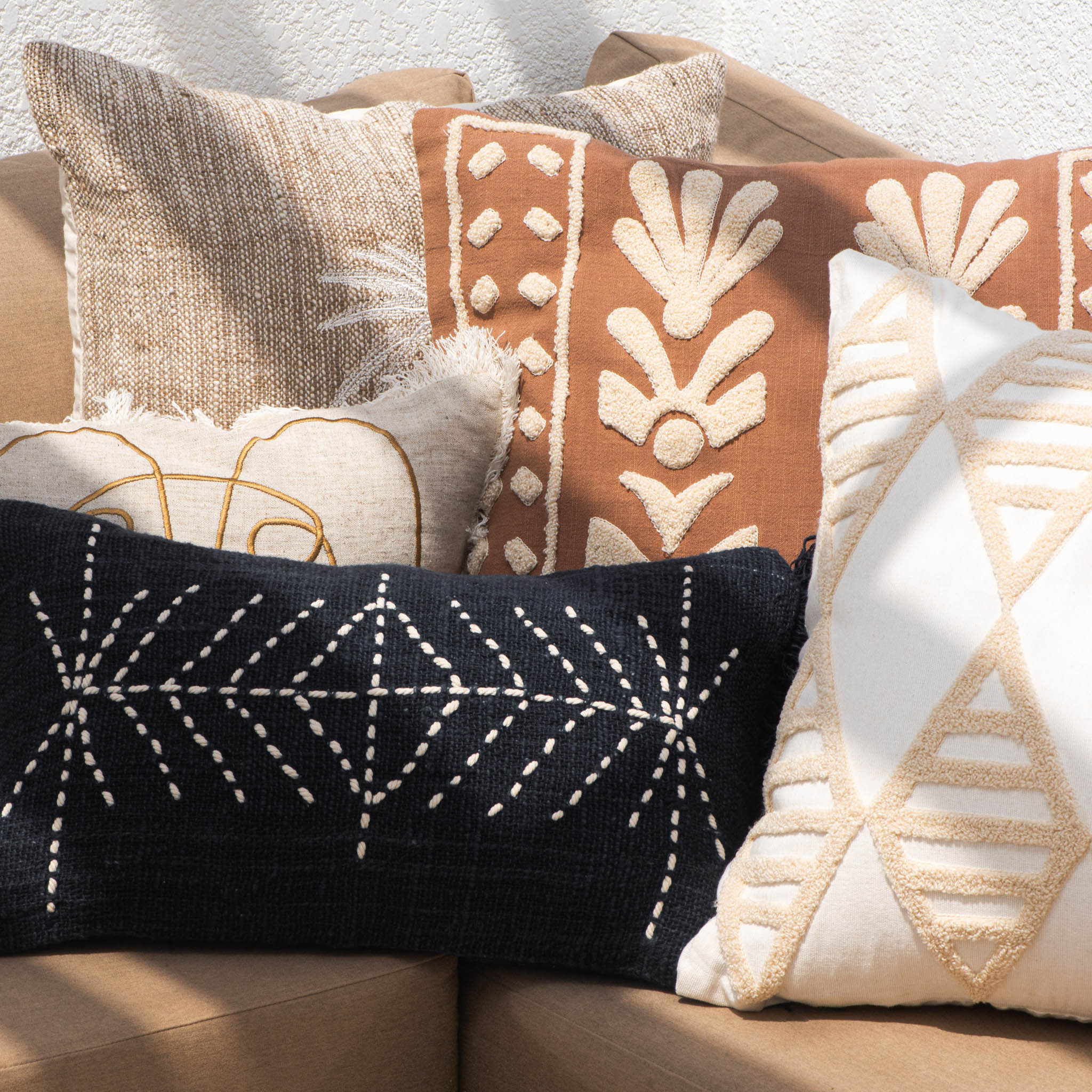 Clay & Chalk Geometric Cotton Cushion – 50x50 cm