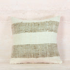 Neutral Wide-Stripe Woven Cotton Cushion – 50x50 cm