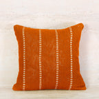 Terracotta Cotton Cushion with White Stitch Stripes – 50x50 cm