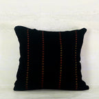 Black Cotton Cushion with Red Stitch Lines – 50x50 cm