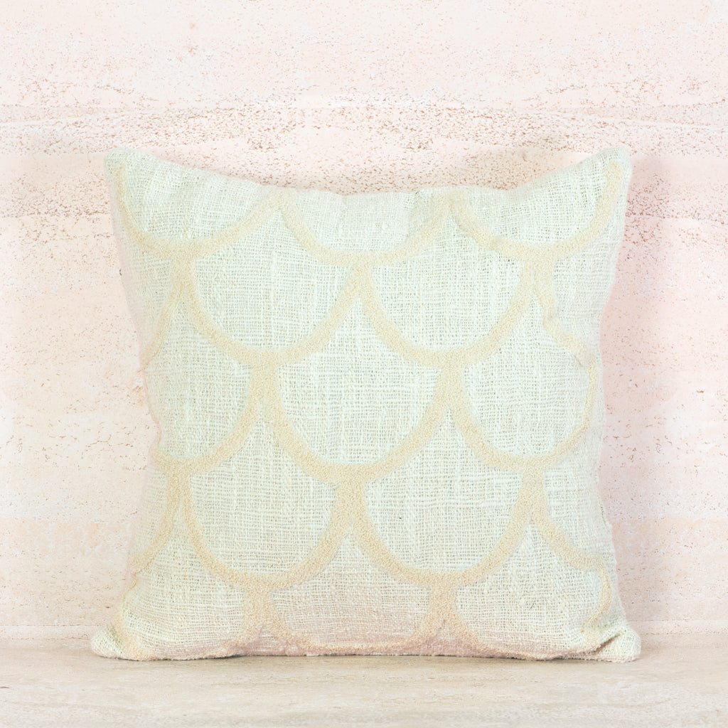Beige Raised Arch Pattern Cotton Cushion – 50x50 cm