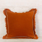 Terracotta Linen Cushion with Stitch Detail – 50x50 cm