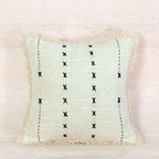 Beige Cross-Stitch Cotton Cushion with Fringe – 50x50 cm