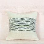 Beige Woven Stripe Textured Cotton Cushion – 50x50 cm