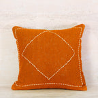 Terracotta Cotton Cushion with White Diamond Stitch – 50x50 cm