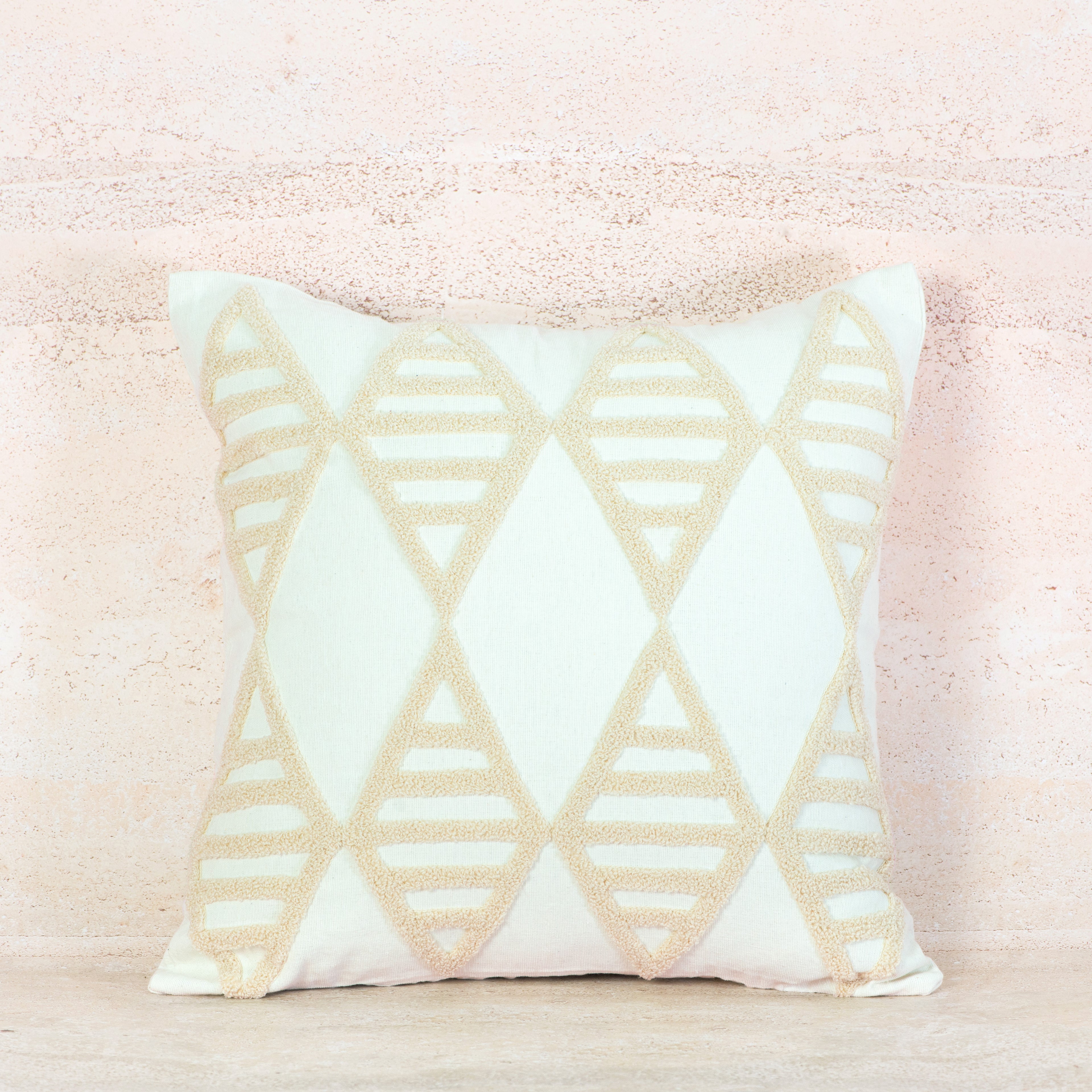 Sand Diamond Textured Cotton Cushion – 50x50 cm