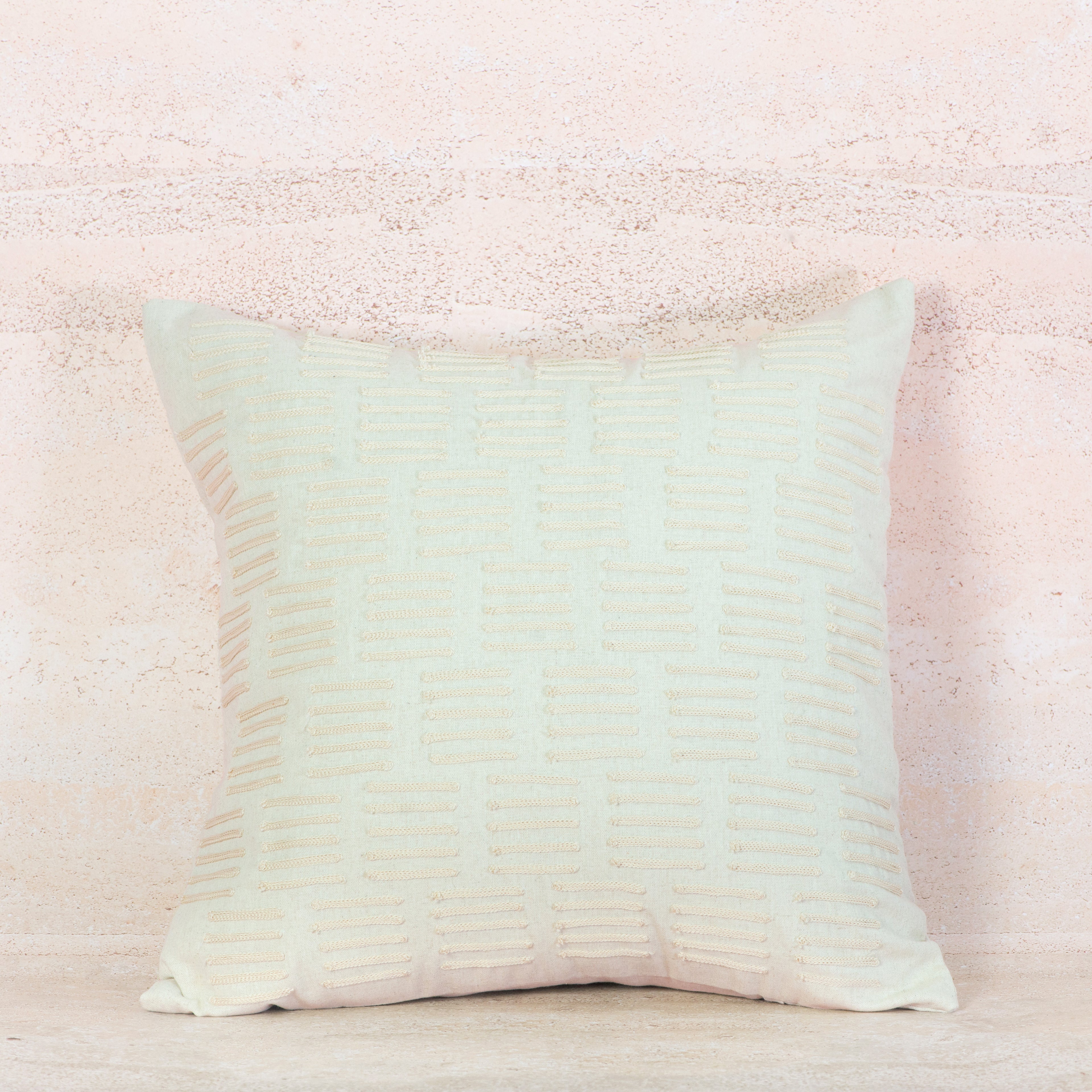 Creme Cotton Textured Stitch Cushion – 50x50 cm
